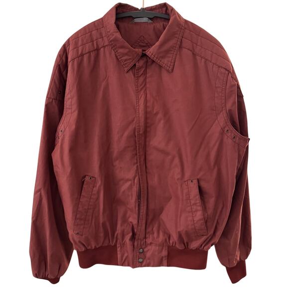 Vintage 80s Zip Up Collar Jacket - Red / Maroon Fits S/M - Picture 1 of 6